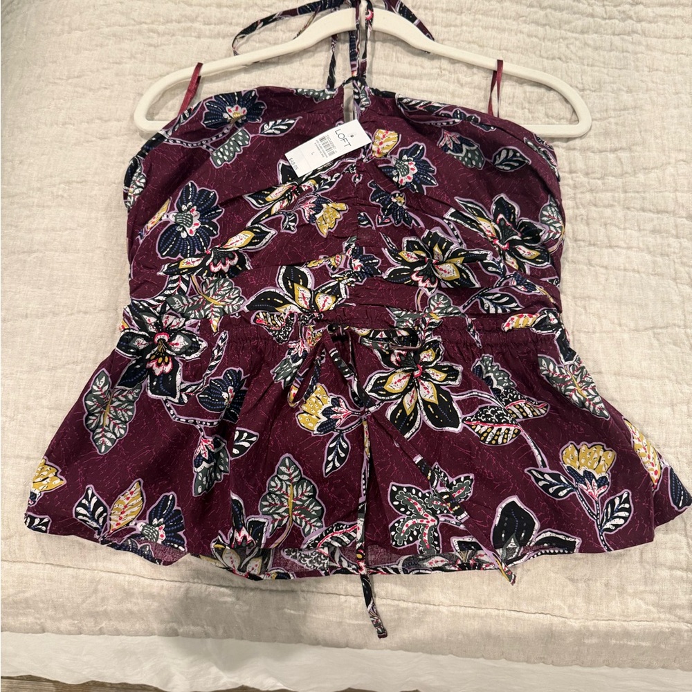 LOFT Rich & Chic color palette smocked Peplum Camisole converts to strapless